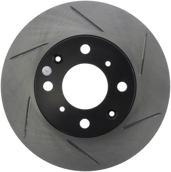 StopTech Power Slot 93-00 Honda Civic DX w/ Rr Drum Brakes Front Left Rotor - Bull Strap