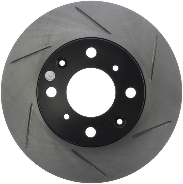 StopTech Power Slot 93-00 Honda Civic DX w/ Rr Drum Brakes Front Left Rotor - Bull Strap