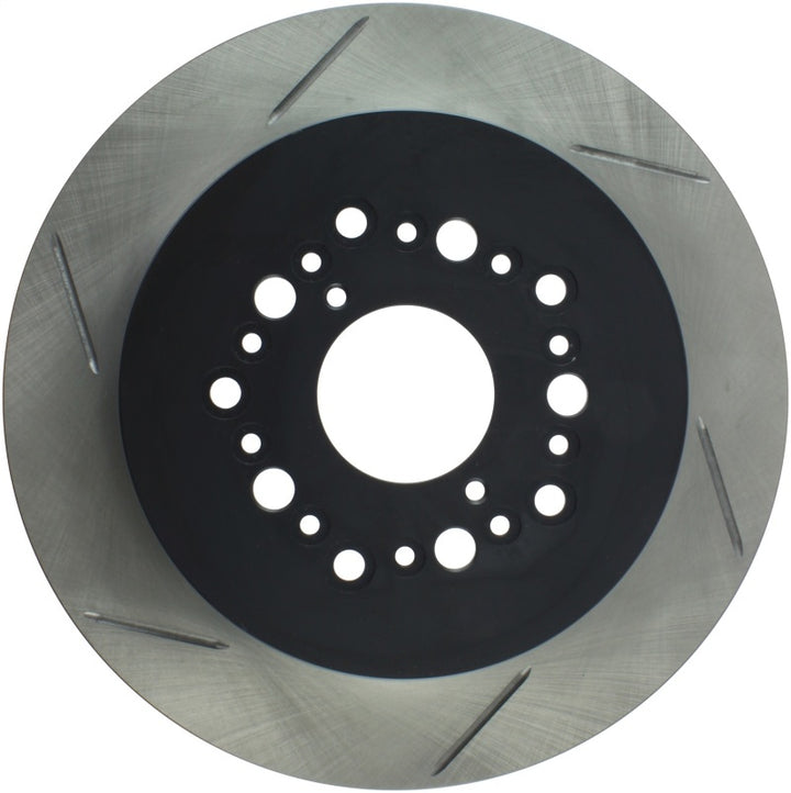 StopTech Power Slot 93-94 Lexus LS Series / 95-00 LS400 / 92-00 SC 400 Rear Right Slotted Rotor - Bull Strap
