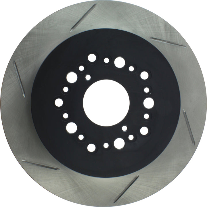 StopTech Power Slot 93-94 Lexus LS Series / 95-00 LS400 / 92-00 SC 400 Rear Right Slotted Rotor - Bull Strap