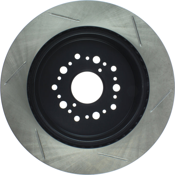StopTech Power Slot 93-94 Lexus LS Series / 95-00 LS400 / 92-00 SC 400 Rear Right Slotted Rotor - Bull Strap