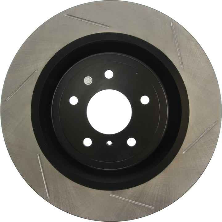 StopTech Power Slot Nissan 370z / Infiniti G37 SportStop Slotted Front Left Rotor - Bull Strap