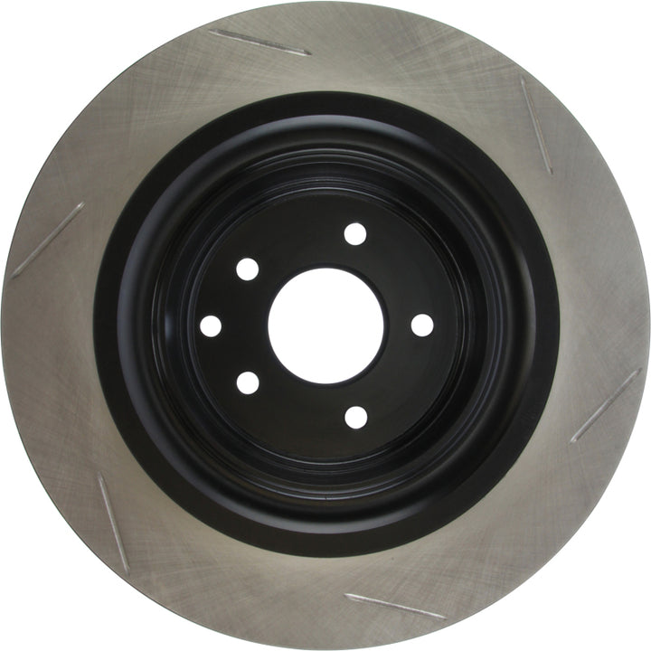 StopTech Power Slot Nissan 370z / Infiniti G37 SportStop Slotted Rear Right Rotor - Bull Strap