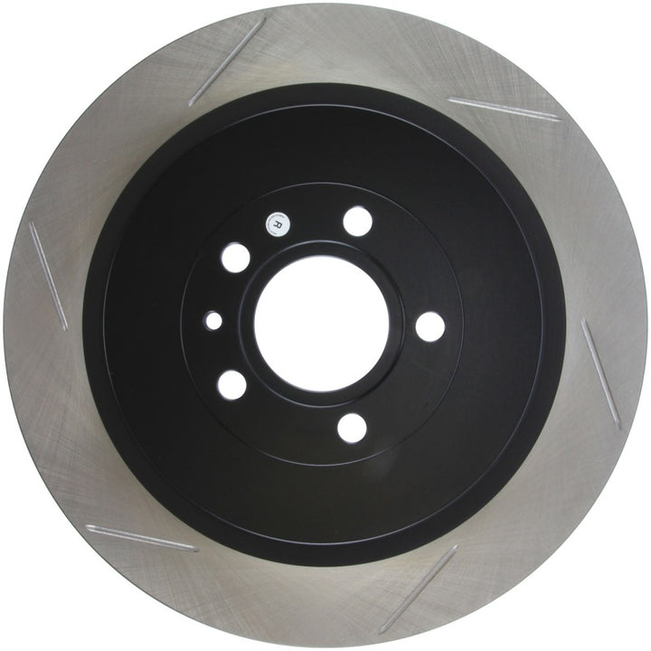 StopTech Premium High Carbon 13-14 Ford Mustang/Shelby GT500 Right Rear Disc Slotted Brake Rotor - Bull Strap