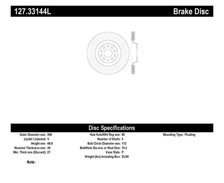 StopTech Slotted & Drilled Sport Brake Rotor - Bull Strap