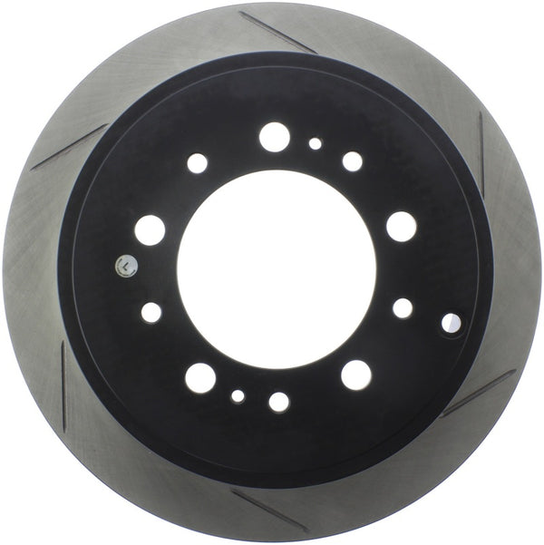 StopTech Sport Slot 08-13 Lexus LX450/470/570 / 07-12 Toyota Tundra Slotted Left Rear CRYO Rotor - Bull Strap