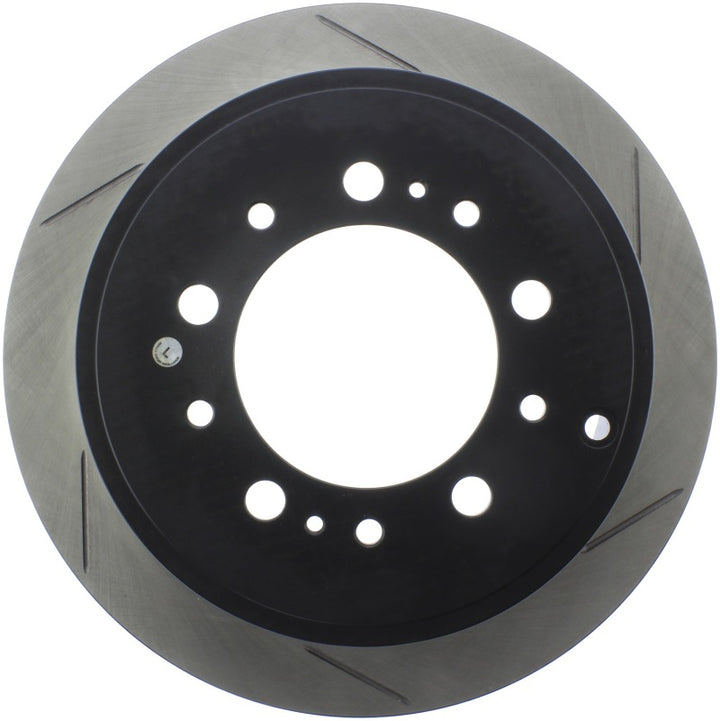 StopTech Sport Slot 08-13 Lexus LX450/470/570 / 07-12 Toyota Tundra Slotted Left Rear CRYO Rotor - Bull Strap