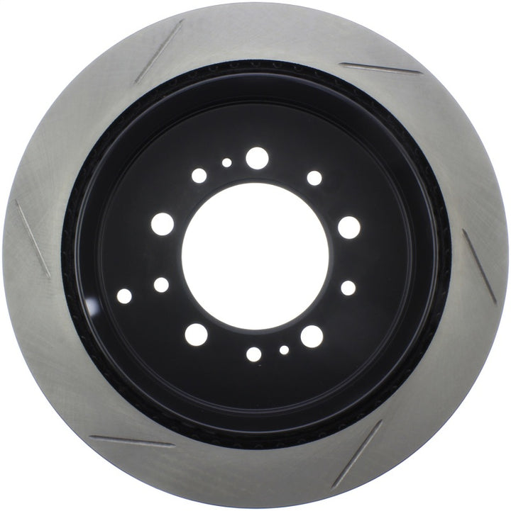 StopTech Sport Slot 08-13 Lexus LX450/470/570 / 07-12 Toyota Tundra Slotted Left Rear CRYO Rotor - Bull Strap