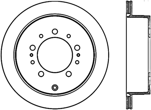 StopTech Sport Slot 08-13 Lexus LX450/470/570 / 07-12 Toyota Tundra Slotted Right Rear CRYO Rotor - Bull Strap