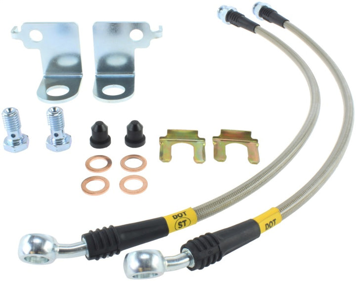 StopTech Stainless Steel Front Brake Lines 2015 Ford Mustang Base/V6/GT w/ 320mm & 352mm Front Discs - Bull Strap