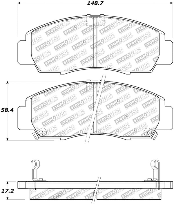 StopTech Street Touring 04-09 Acura TSX / 09 Accord V6 Coupe ONLY Front Brake Pads - Bull Strap