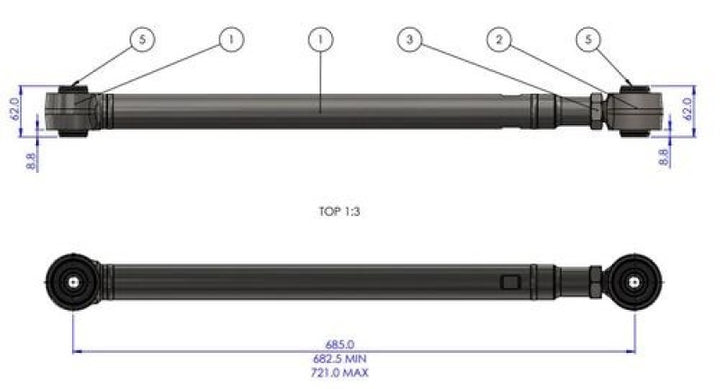 SuperPro 08-21 Toyota Land Cruiser 200 Series HD Adj. Rear Lower Trailing Arm Set - Bull Strap