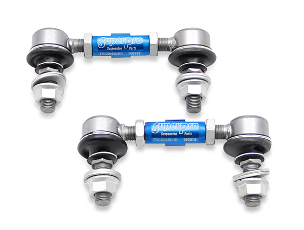 SuperPro 1997 Chevrolet Corvette 0 Front HD Adjustable End Link Set (12mm Studs 100mm-120mm Length) - Bull Strap