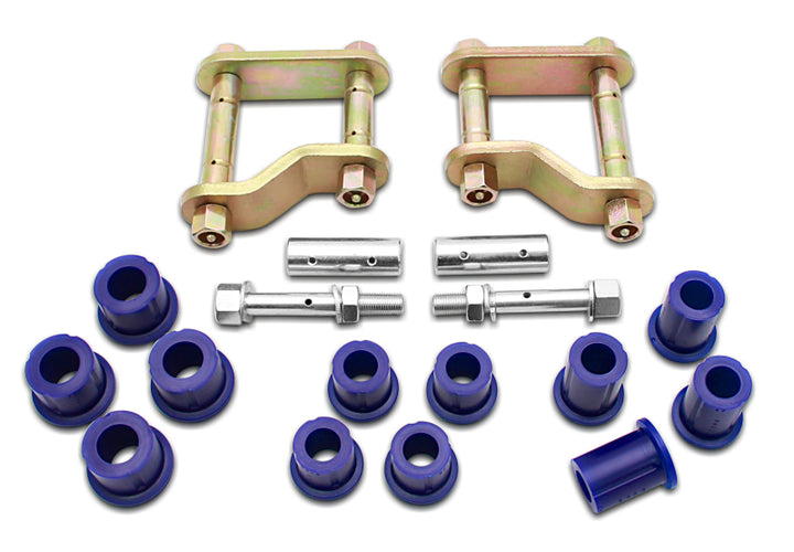 SuperPro 2005 Nissan Frontier LE Rear Greasable Shackle and Bushing Kit - Bull Strap