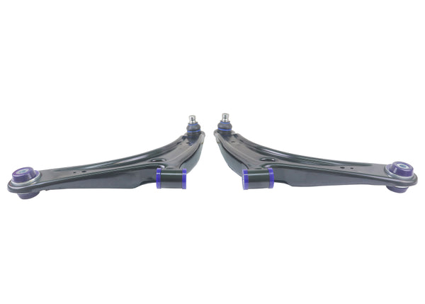 SuperPro 2008 Mitsubishi Lancer GTS Front Lower Control Arm Set w/ Bushings - w/ Positive Caster - Bull Strap