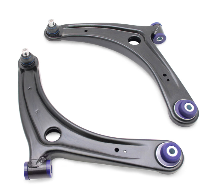 SuperPro 2008 Mitsubishi Lancer GTS Front Lower Control Arm Set w/ Bushings - w/ Positive Caster - Bull Strap