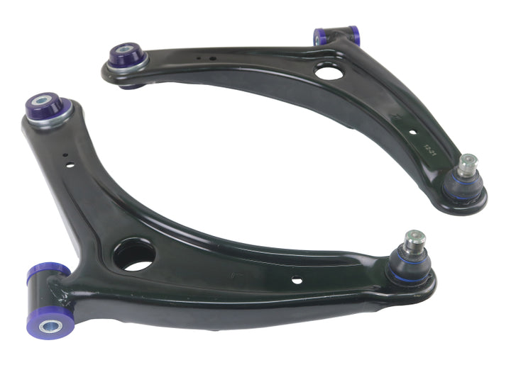 SuperPro 2008 Mitsubishi Lancer GTS Front Lower Control Arm Set w/ Bushings - w/ Positive Caster - Bull Strap