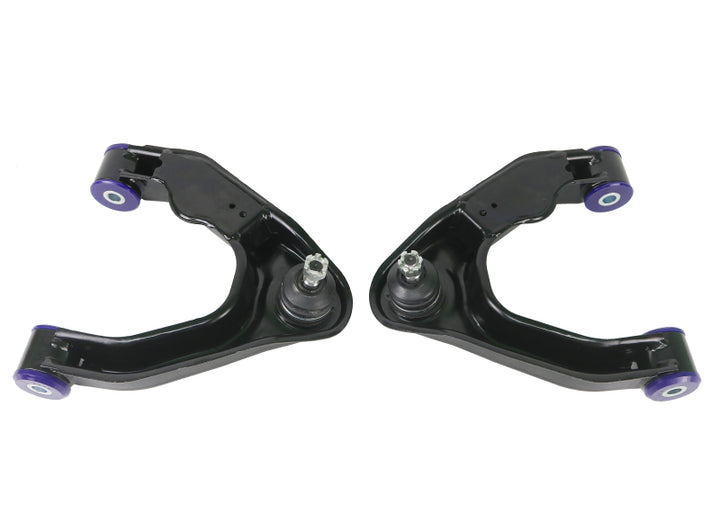 SuperPro 98-04 Nissan Frontier 2WD D22 Front Upper Control Arm Set - Bull Strap
