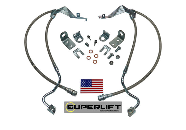 Superlift 05-07 Ford F-250/F-350 w/ 4-8in Lift Kit (Pair) Bullet Proof Brake Hoses - Bull Strap