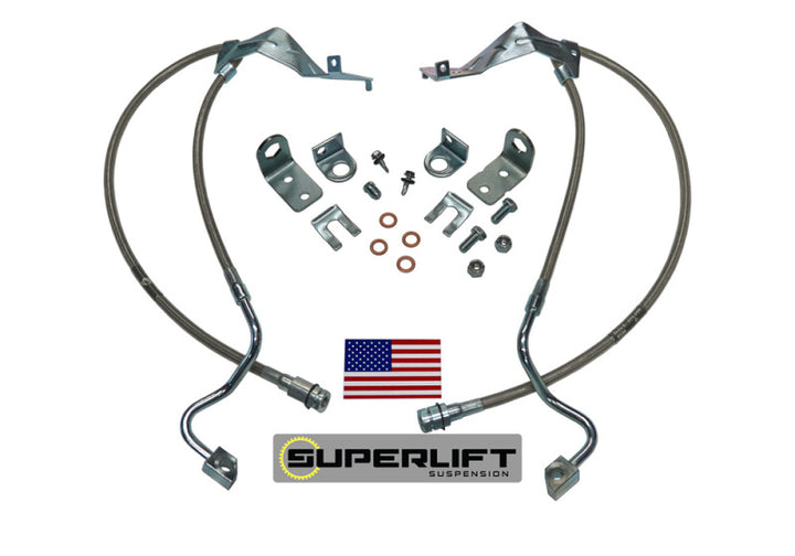 Superlift 05-07 Ford F-250/F-350 w/ 4-8in Lift Kit (Pair) Bullet Proof Brake Hoses - Bull Strap