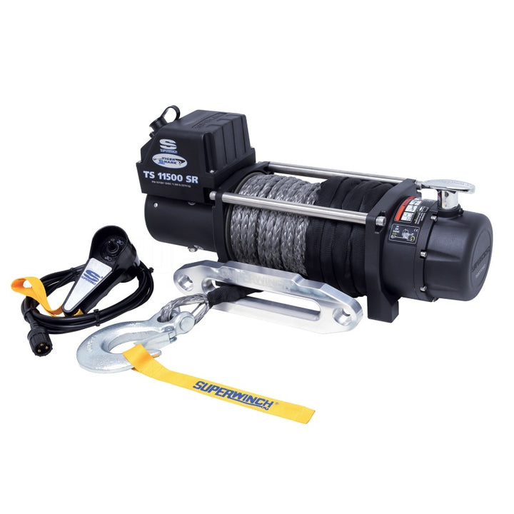 Superwinch 11500 LBS 12V DC 3/8in x 80ft Synthetic Rope Tiger Shark 11500 Winch - Bull Strap