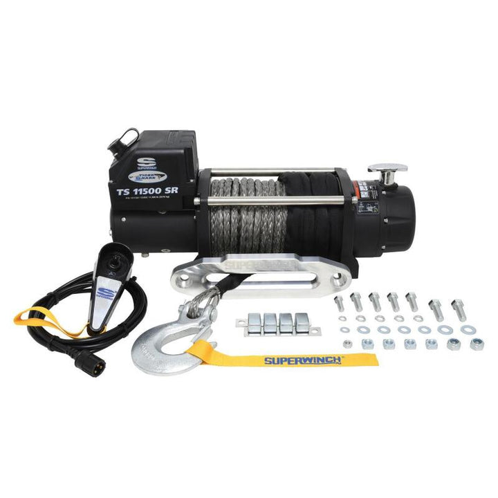 Superwinch 11500 LBS 12V DC 3/8in x 80ft Synthetic Rope Tiger Shark 11500 Winch - Bull Strap