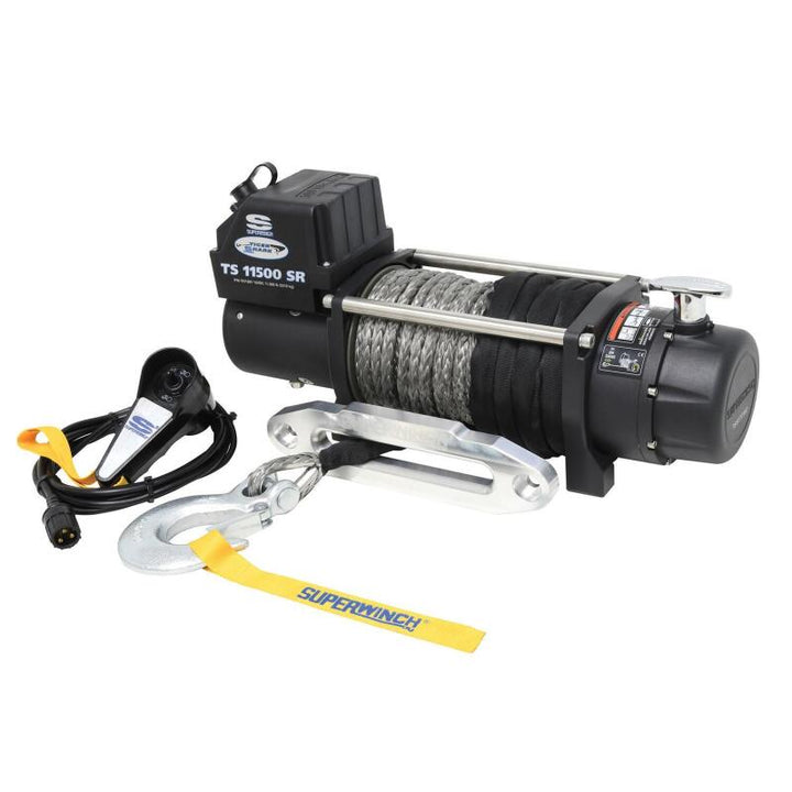 Superwinch 11500 LBS 12V DC 3/8in x 80ft Synthetic Rope Tiger Shark 11500 Winch - Bull Strap