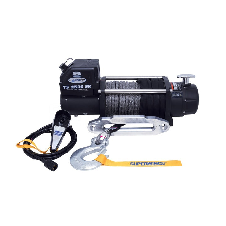 Superwinch 11500 LBS 12V DC 3/8in x 80ft Synthetic Rope Tiger Shark 11500 Winch - Bull Strap