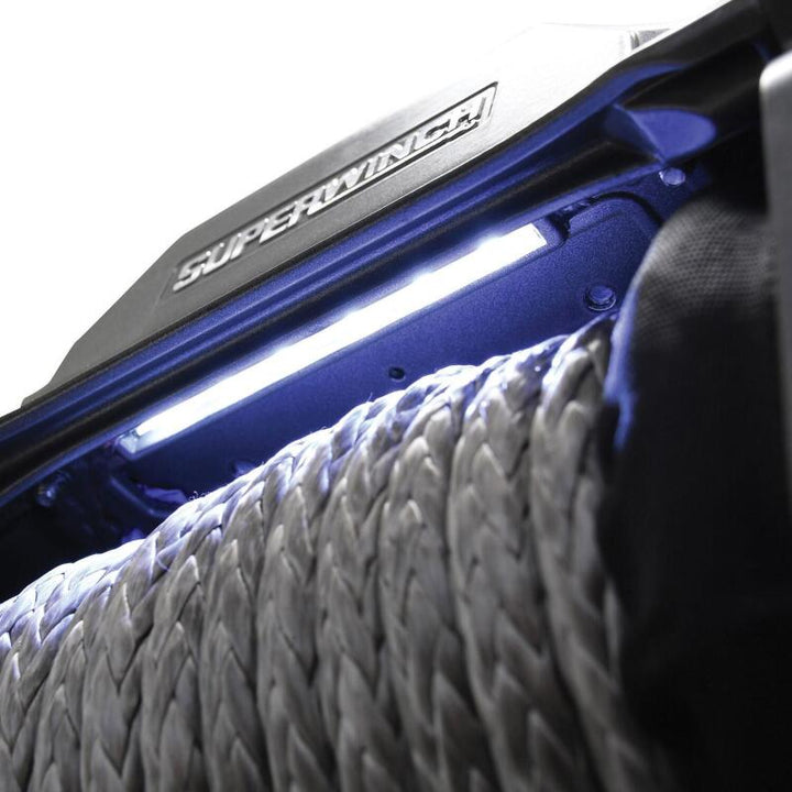 Superwinch 12000 LBS 12V DC 3/8in x 80ft Synthetic Rope SX 12000SR Winch - Graphite - Bull Strap
