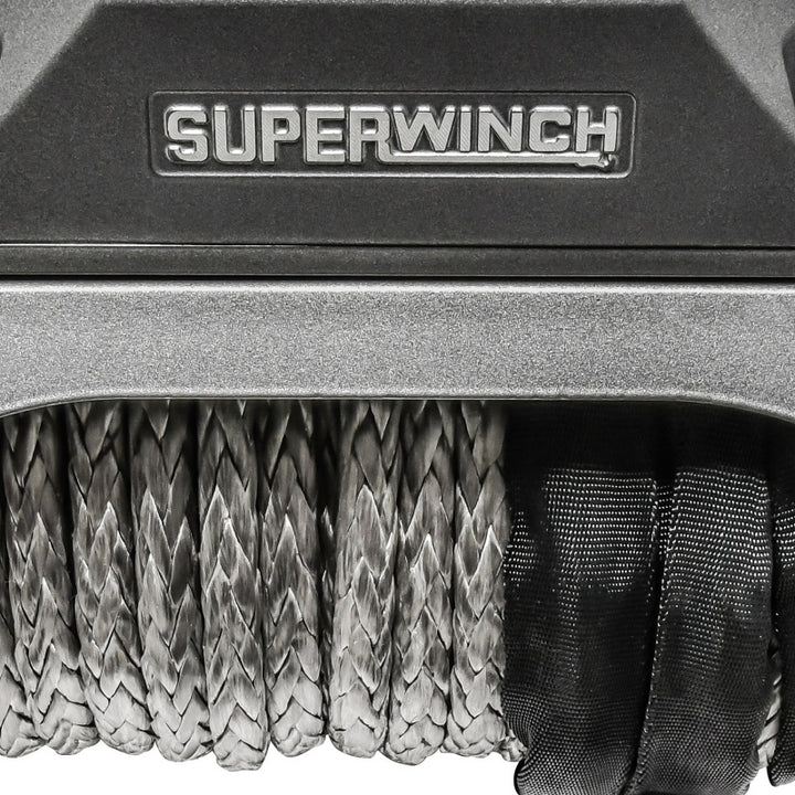 Superwinch 12000 LBS 12V DC 3/8in x 80ft Synthetic Rope SX 12000SR Winch - Graphite - Bull Strap