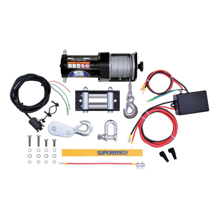 Superwinch 2000 LBS 12V DC 5/32in x 49ft Steel Rope LT2000 Winch - Bull Strap