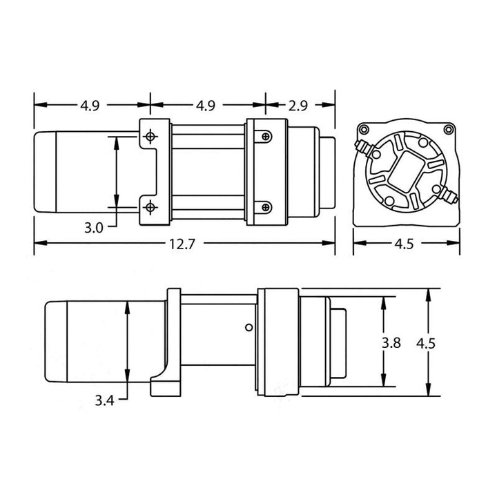 Superwinch 3500 LBS 12V DC 7/32in x 32ft Synthetic Rope Terra 3500SR Winch - Gray Wrinkle - Bull Strap
