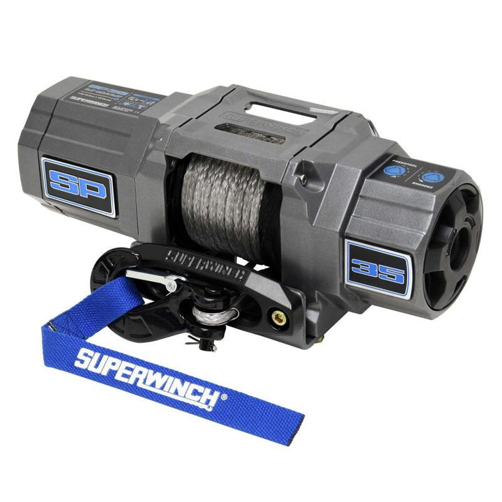 Superwinch 3500 LBS 12V DC 7/32in x 40ft Synthetic Rope Hawse Fairlead SP 35SR Winch - Bull Strap