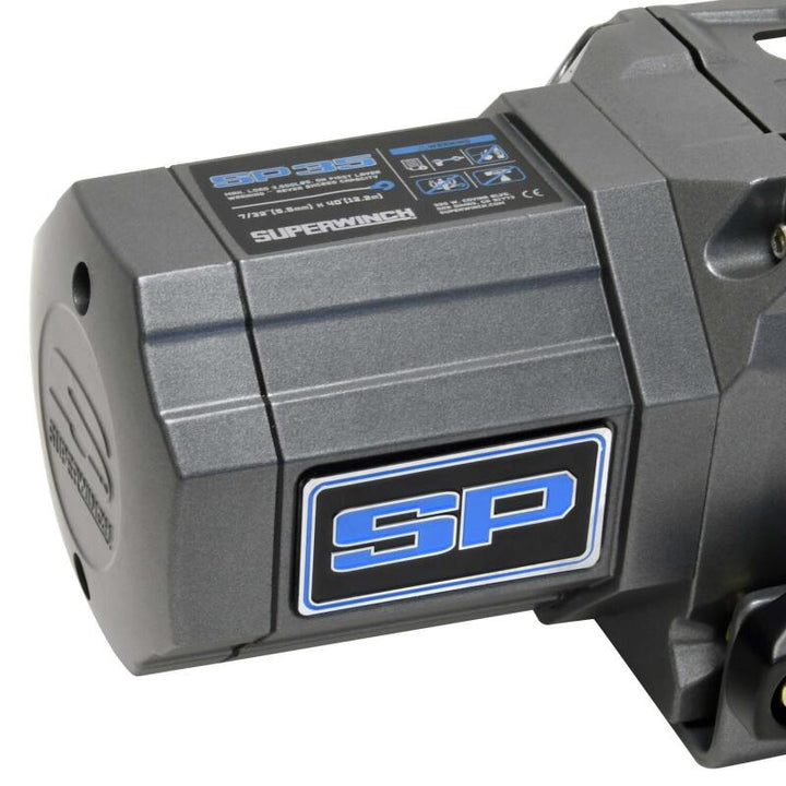 Superwinch 3500 LBS 12V DC 7/32in x 40ft Synthetic Rope Hawse Fairlead SP 35SR Winch - Bull Strap