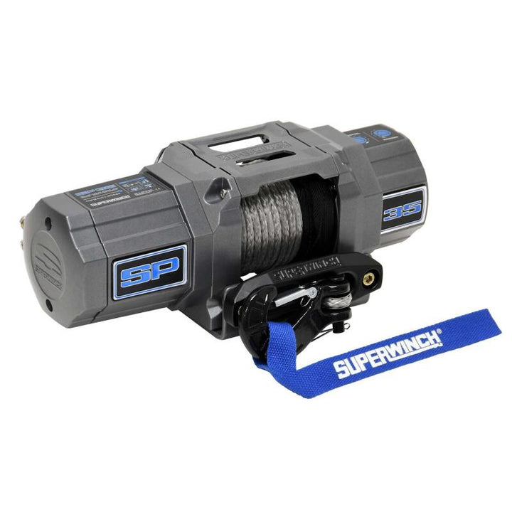 Superwinch 3500 LBS 12V DC 7/32in x 40ft Synthetic Rope Hawse Fairlead SP 35SR Winch - Bull Strap