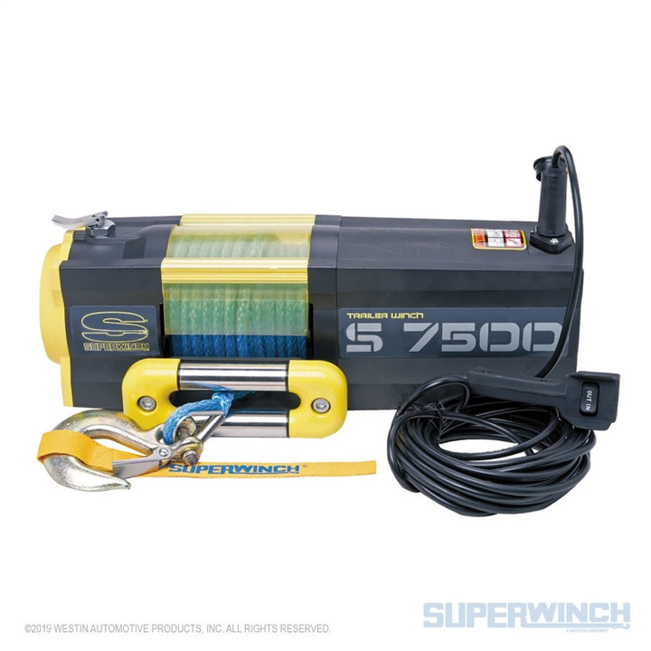 Superwinch 7500 LBS 12V DC 5/16in x 54ft Synthetic Rope S7500 Winch - Bull Strap