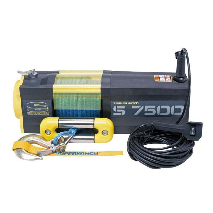 Superwinch 7500 LBS 12V DC 5/16in x 54ft Synthetic Rope S7500 Winch - Bull Strap