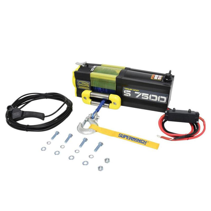 Superwinch 7500 LBS 12V DC 5/16in x 54ft Synthetic Rope S7500 Winch - Bull Strap