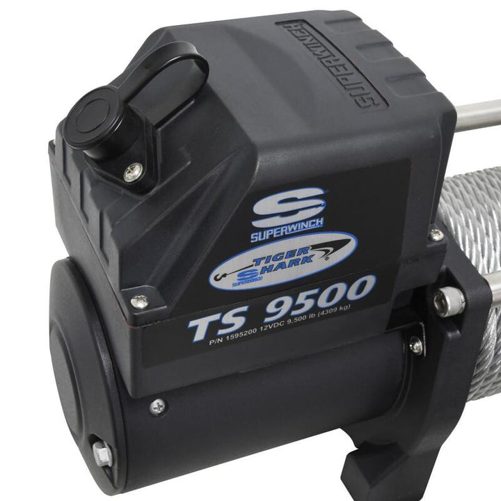 Superwinch 9500 LBS 12V DC 11/32in x 95ft Steel Rope Tiger Shark 9500 Winch - Bull Strap