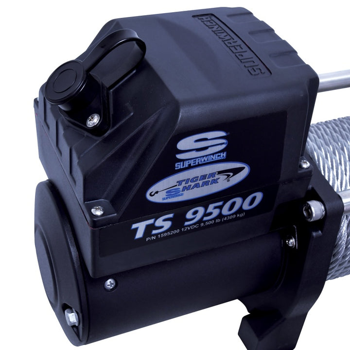Superwinch 9500 LBS 12V DC 11/32in x 95ft Steel Rope Tiger Shark 9500 Winch - Bull Strap