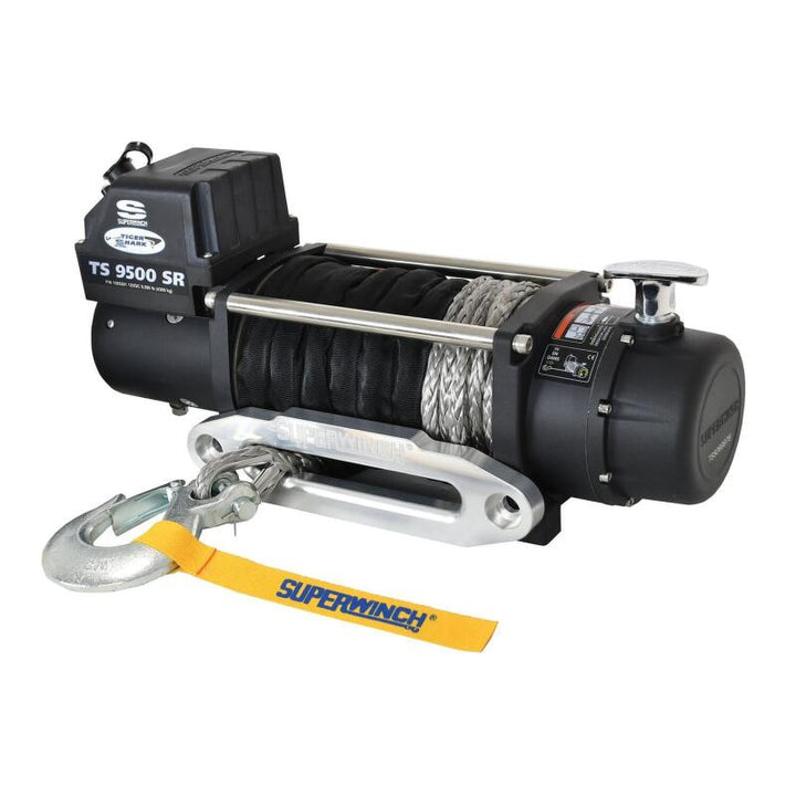 Superwinch 9500 LBS 12V DC 3/8in x 80ft Synthetic Rope Tiger Shark 9500 Winch - Bull Strap