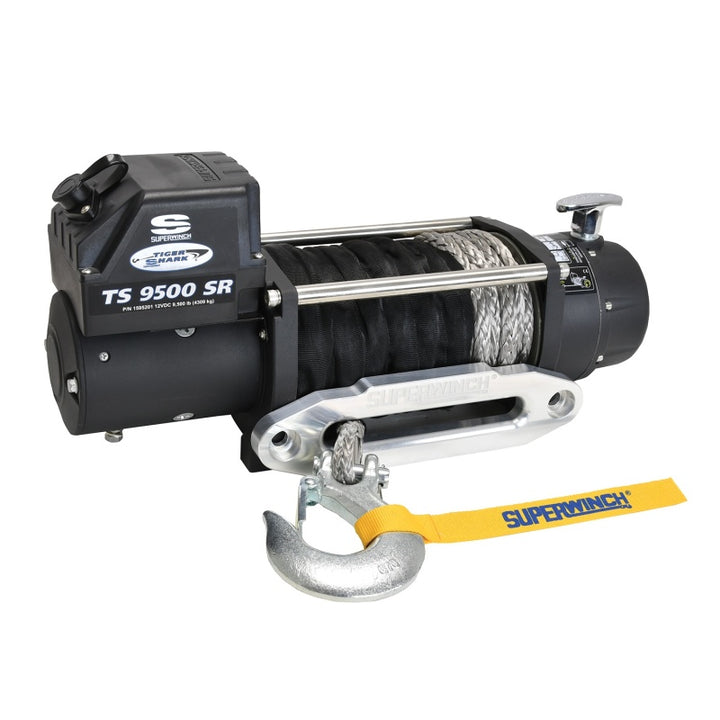 Superwinch 9500 LBS 12V DC 3/8in x 80ft Synthetic Rope Tiger Shark 9500 Winch - Bull Strap