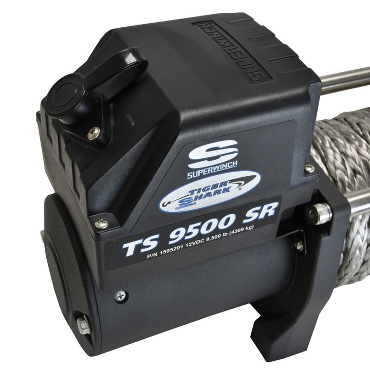 Superwinch 9500 LBS 12V DC 3/8in x 80ft Synthetic Rope Tiger Shark 9500 Winch - Bull Strap