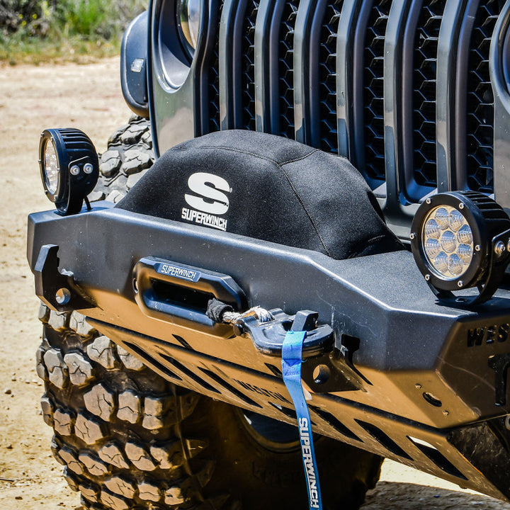 Superwinch Winch Cover for Sx 10000/12000/Talon 9.5 Integrated Winches - Blk Neoprene - Bull Strap