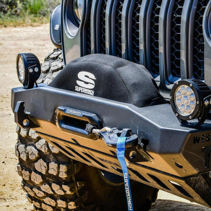 Superwinch Winch Cover for Sx 10000/12000/Talon 9.5 Integrated Winches - Blk Neoprene - Bull Strap
