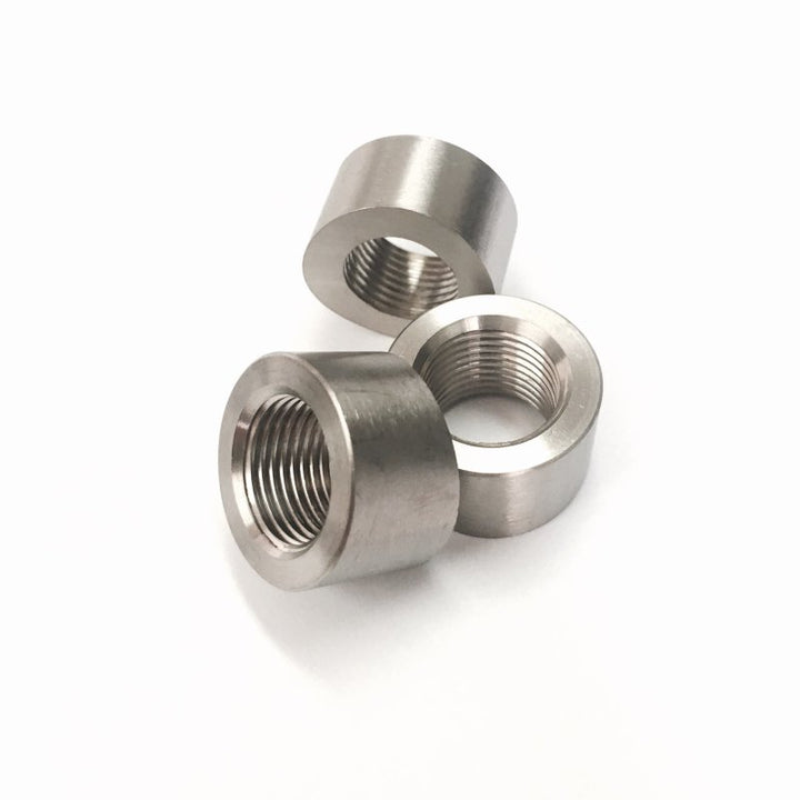 Ticon Industries 3/8in NPT Titanium Sensor Bung 1.5in to 5in Tubing - Coped End - Bull Strap