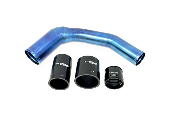 Torque Solution 2022+ Subaru WRX / 19-23 Subaru Ascent Titanium Top Mount Charge Pipe - Burnt Blue - Bull Strap