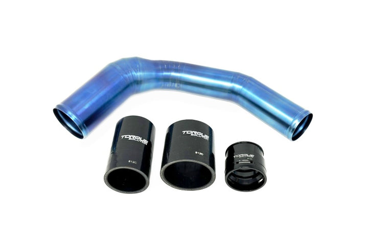 Torque Solution 2022+ Subaru WRX / 19-23 Subaru Ascent Titanium Top Mount Charge Pipe - Burnt Blue - Bull Strap