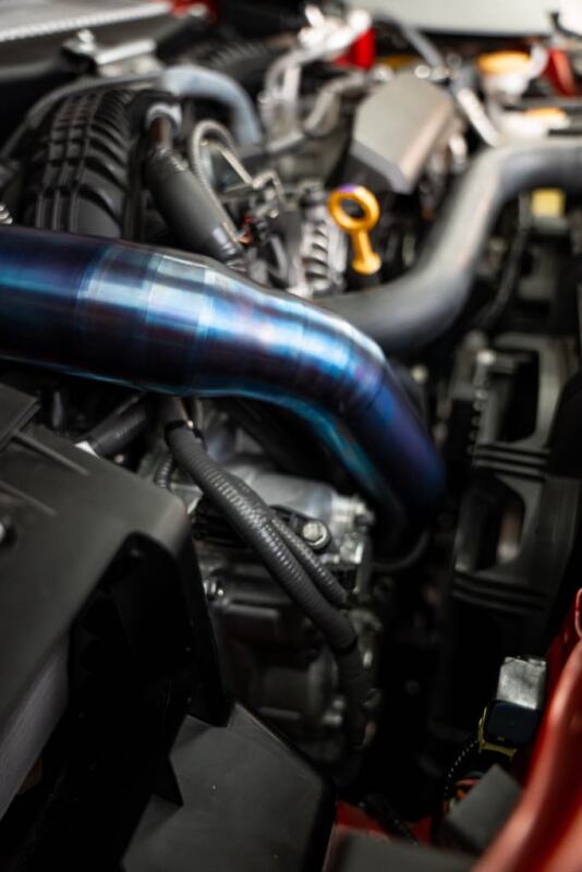 Torque Solution 2022+ Subaru WRX / 19-23 Subaru Ascent Titanium Top Mount Charge Pipe - Burnt Blue - Bull Strap