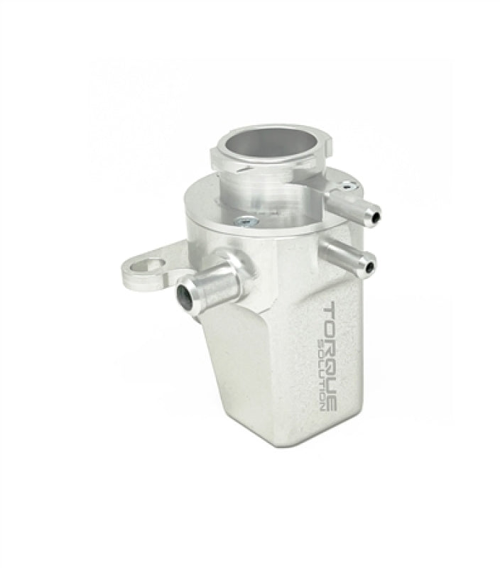Torque Solution Coolant Expansion Tank: Subaru WRX 02-07 / STI 04-22 / Forester XT 04-08 - Silver - Bull Strap
